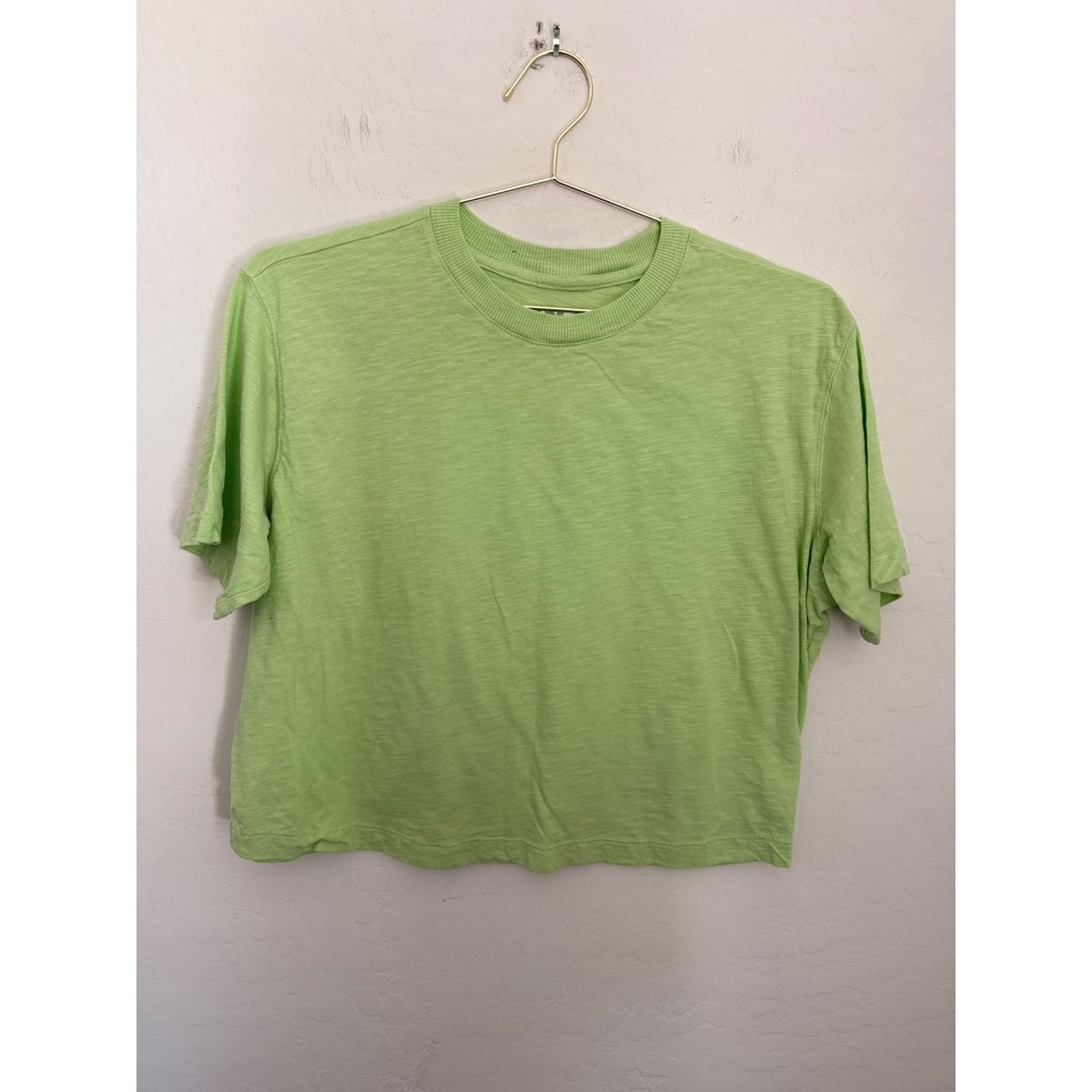 24/7 by Maurices Womens Lime Green Cotton Slub Boxy Crop T-Shirt Size M